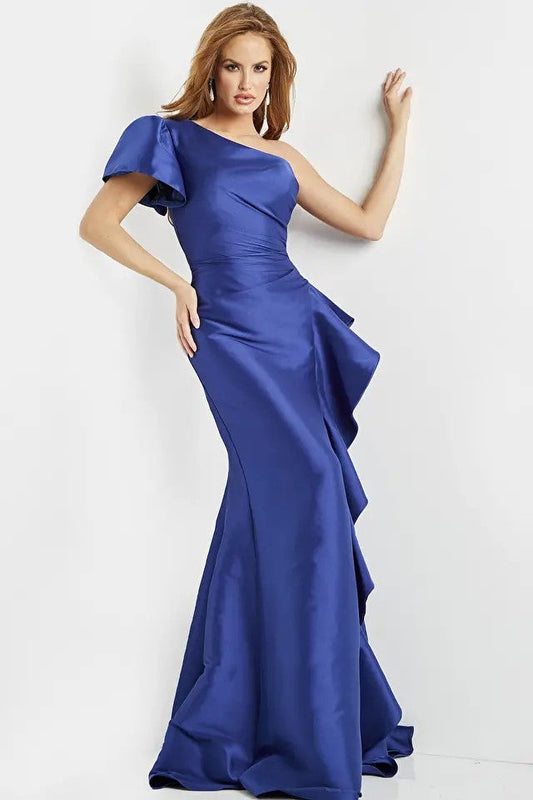 One Shoulder Short Sleeved Gown