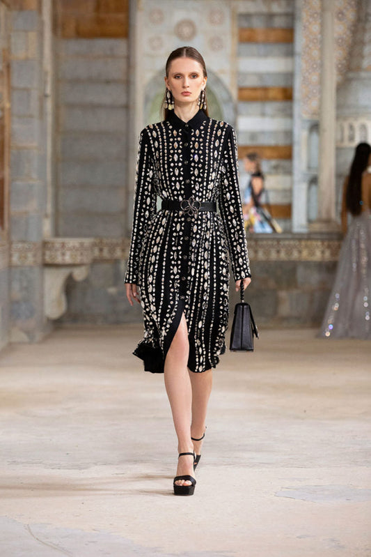Black Collared Midi Dress