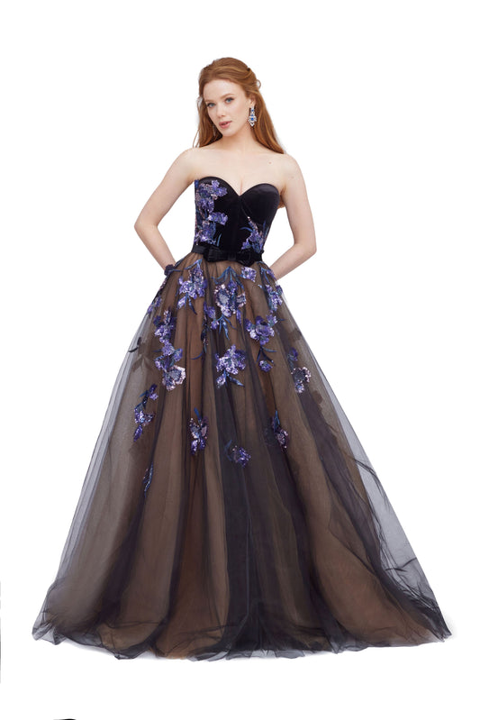 Tulle Ball Gown with Velvet Corset