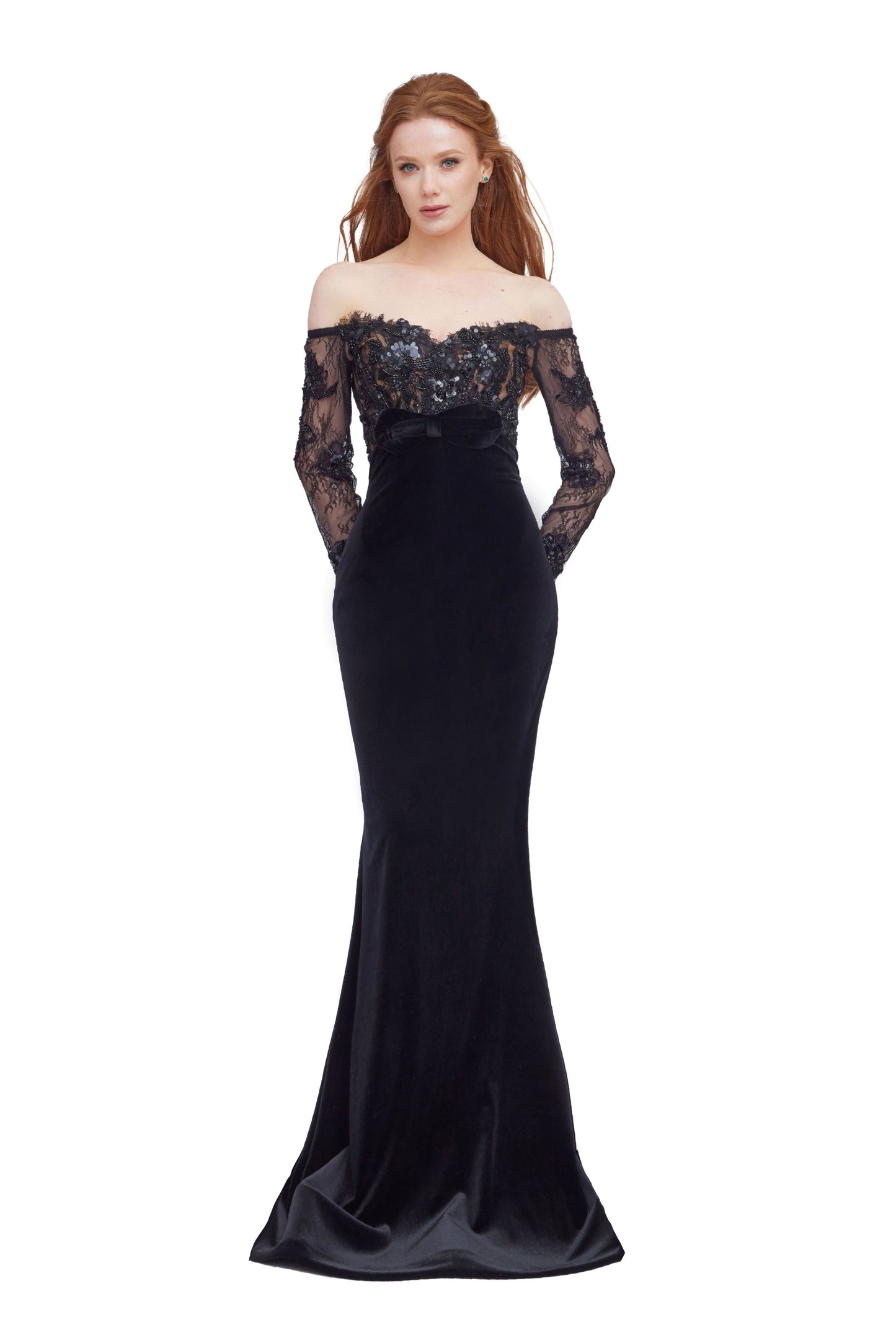 Off-Shoulder Velvet Mermaid Gown