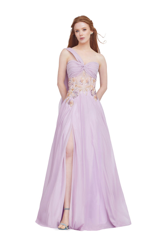 Embroidered Chiffon Gown