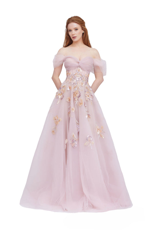 Tulle Embroidered Ball Gown
