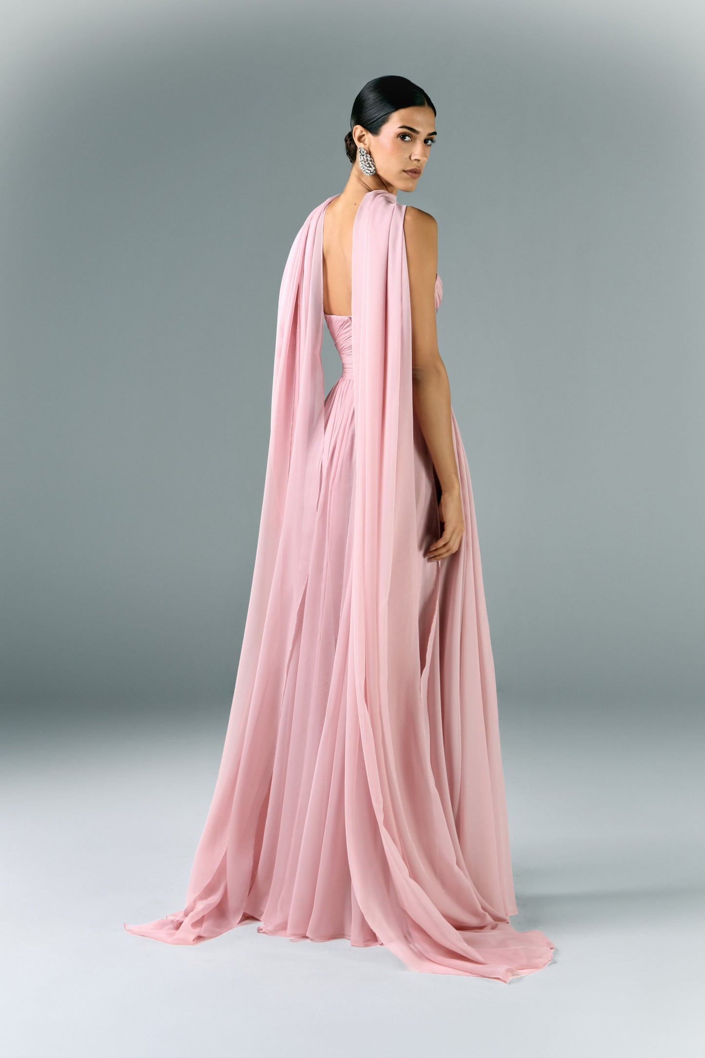 Muslin Draped Dress With Scarf