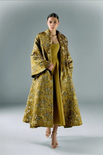 Embroidered Brocade Long Jacket