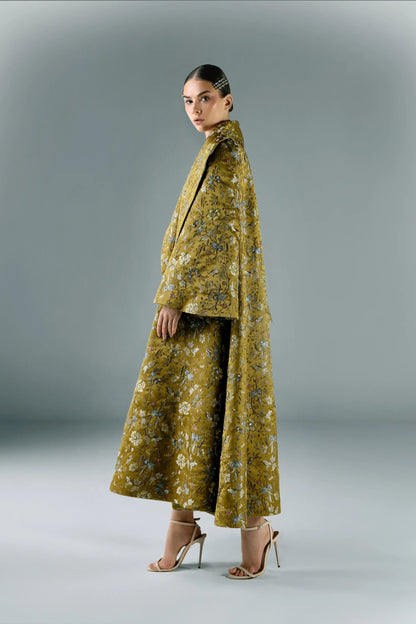 Embroidered Brocade Long Jacket