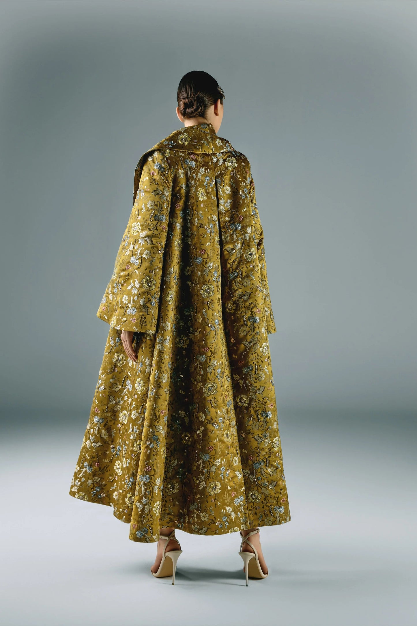 Embroidered Brocade Long Jacket