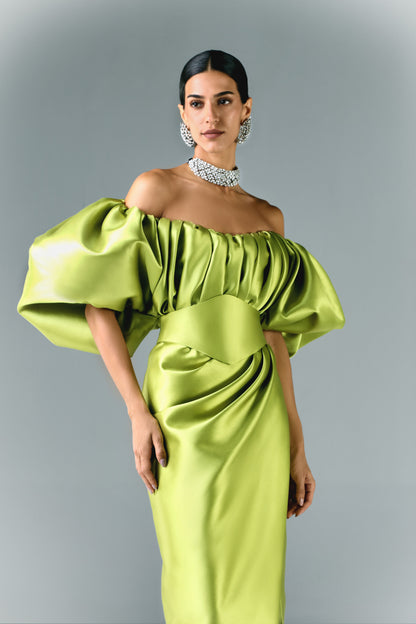 Mikado Structured Off Shoulder Dress