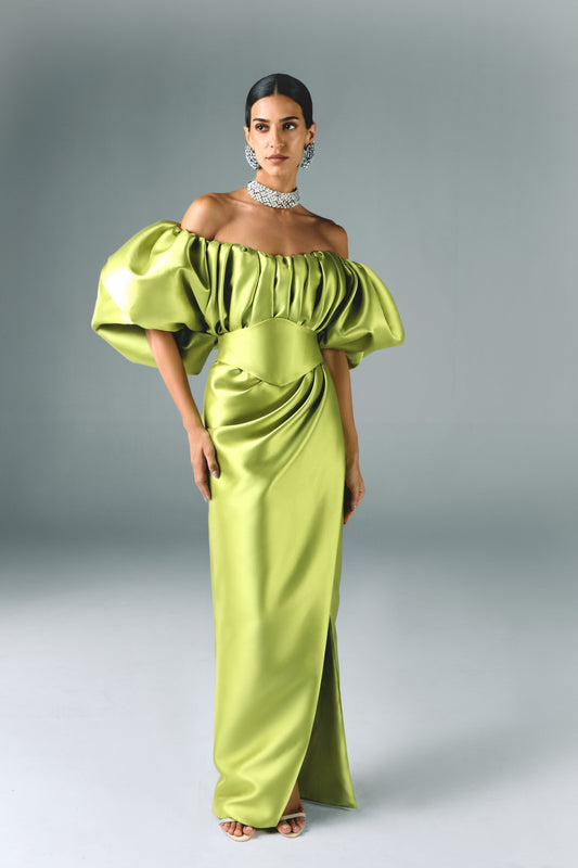 Mikado Structured Off Shoulder Dress