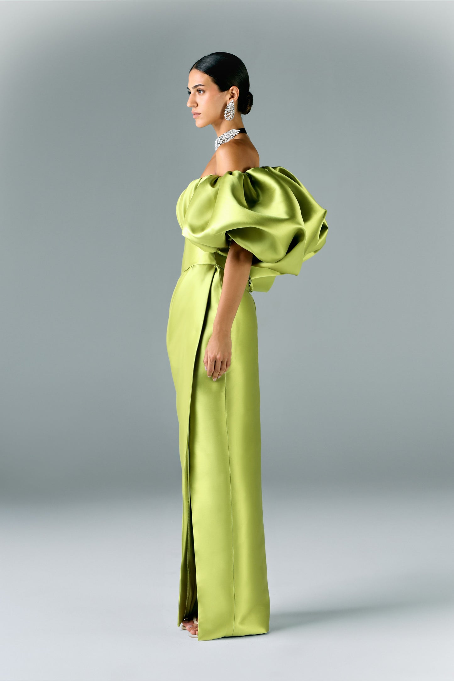 Mikado Structured Off Shoulder Dress