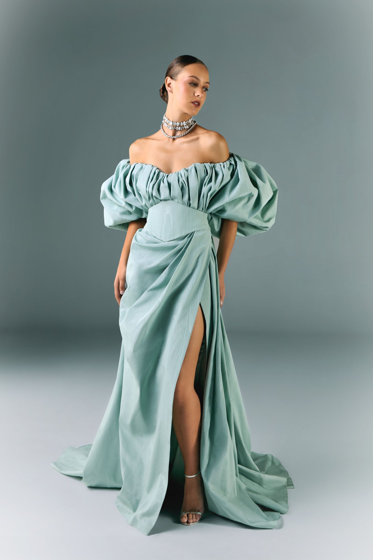 Off Shoulder Ruffled Gown
