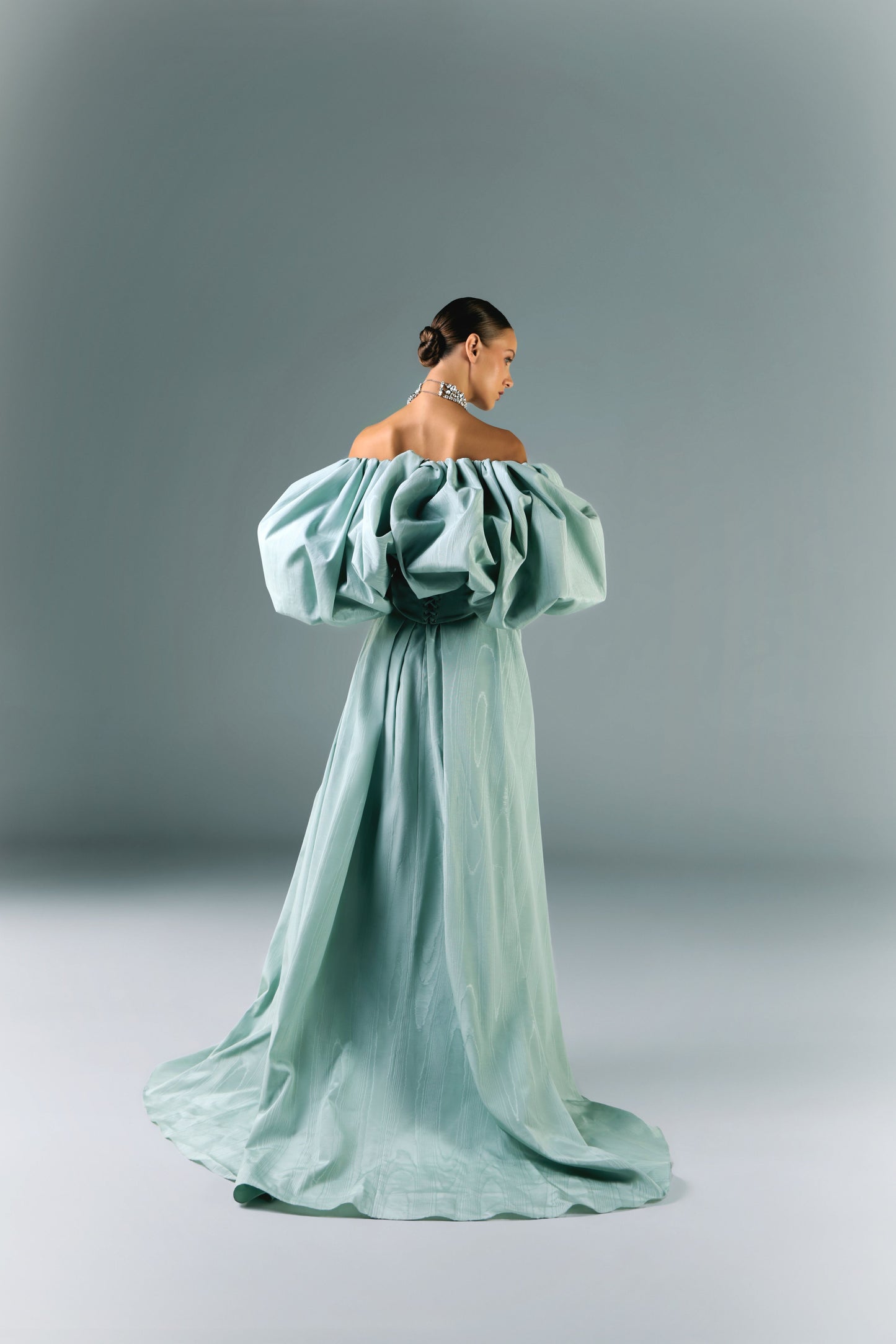 Off Shoulder Ruffled Gown