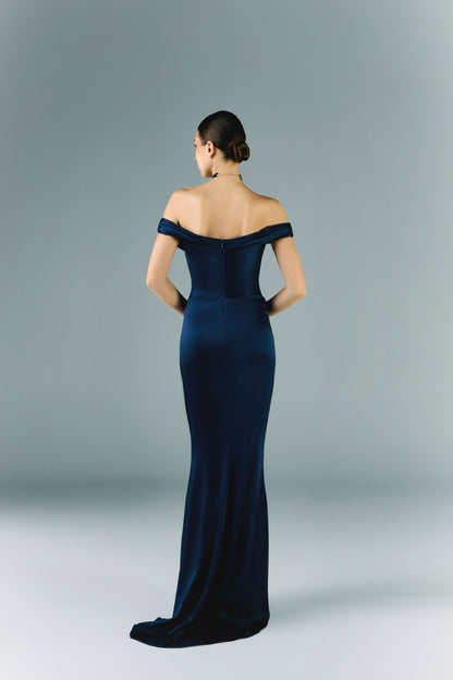 Long Off Shoulder Draped Dress