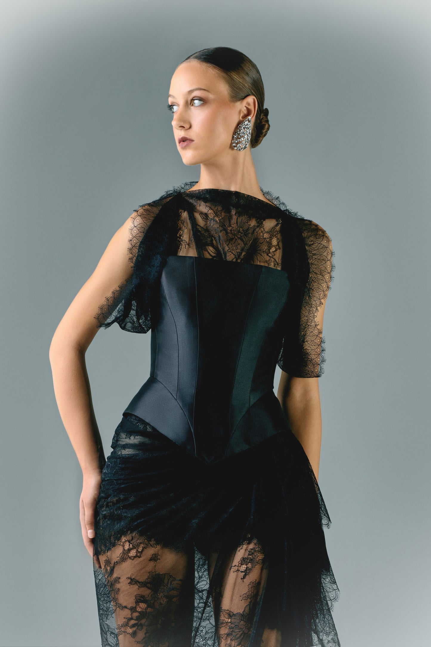 Lace Dress With Mikado Corset