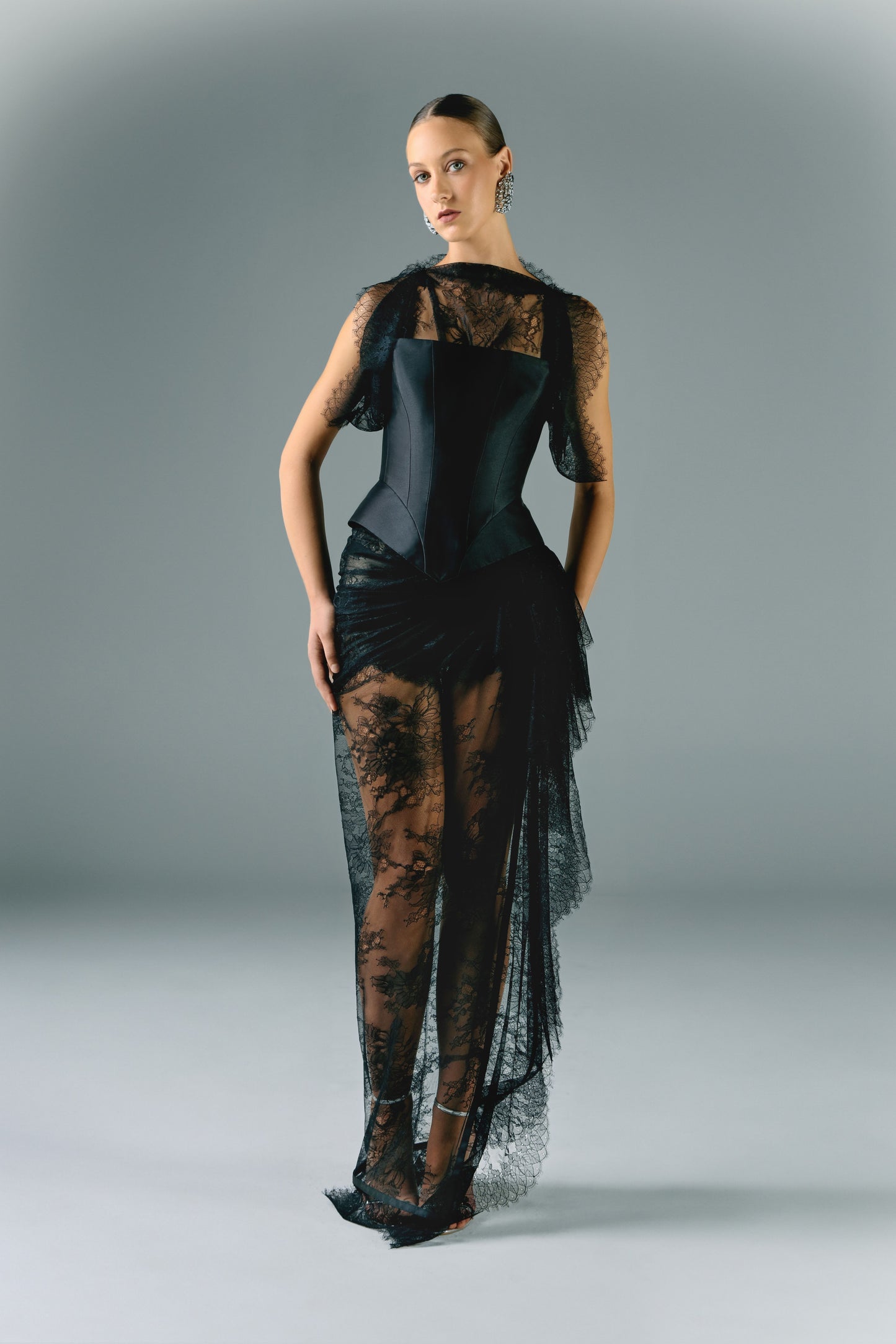 Lace Dress With Mikado Corset