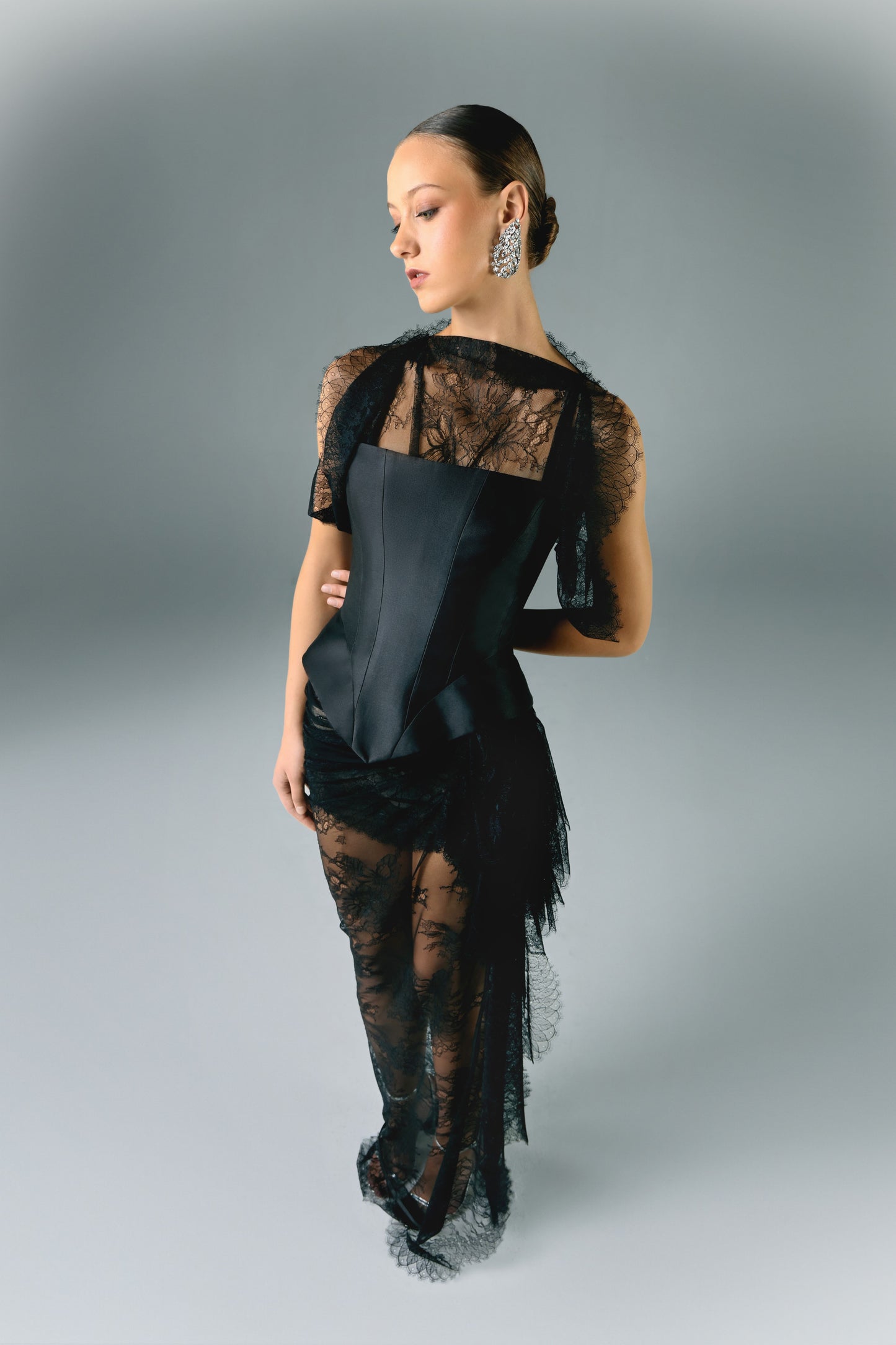 Lace Dress With Mikado Corset