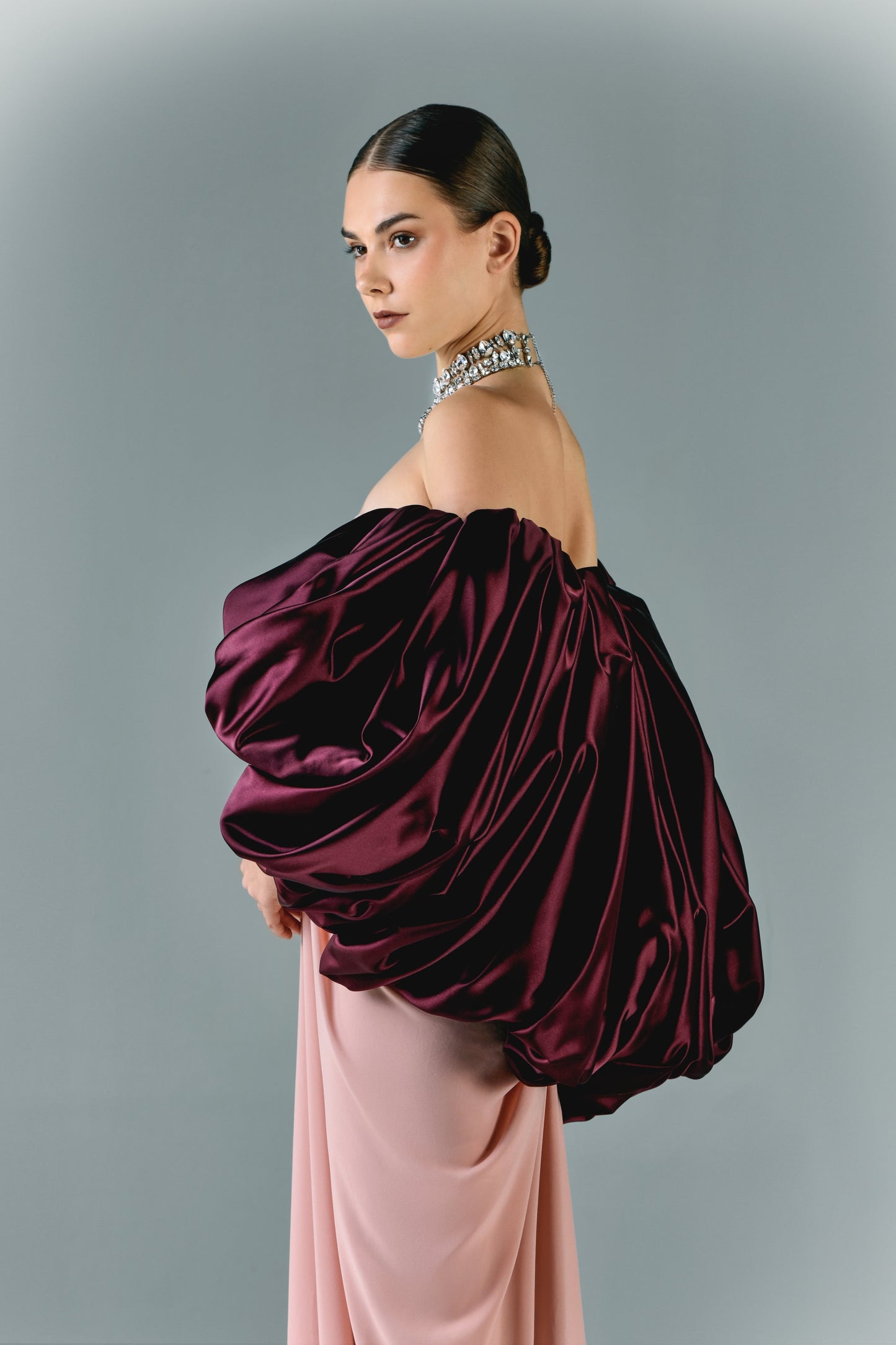 Satin Du Chesse Puffy Sleeves