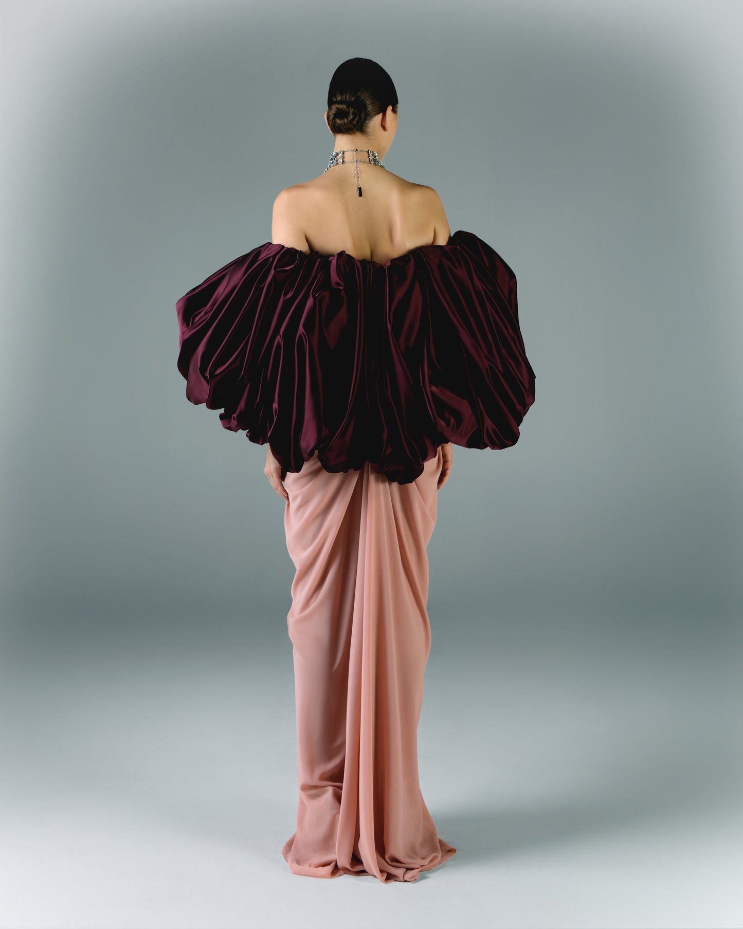 Draped Long Crepe Gown