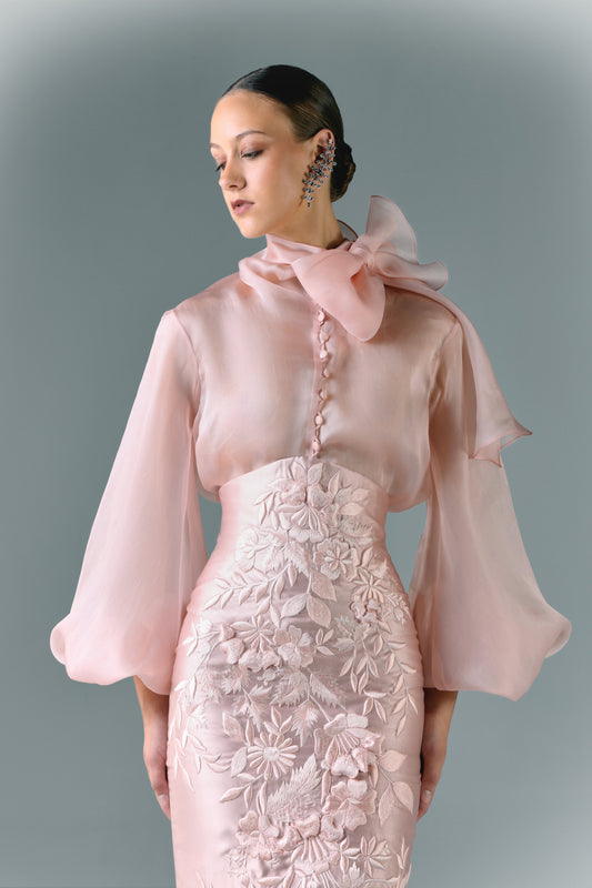 Long Sleeve Muslin Shirt With Long Skirt