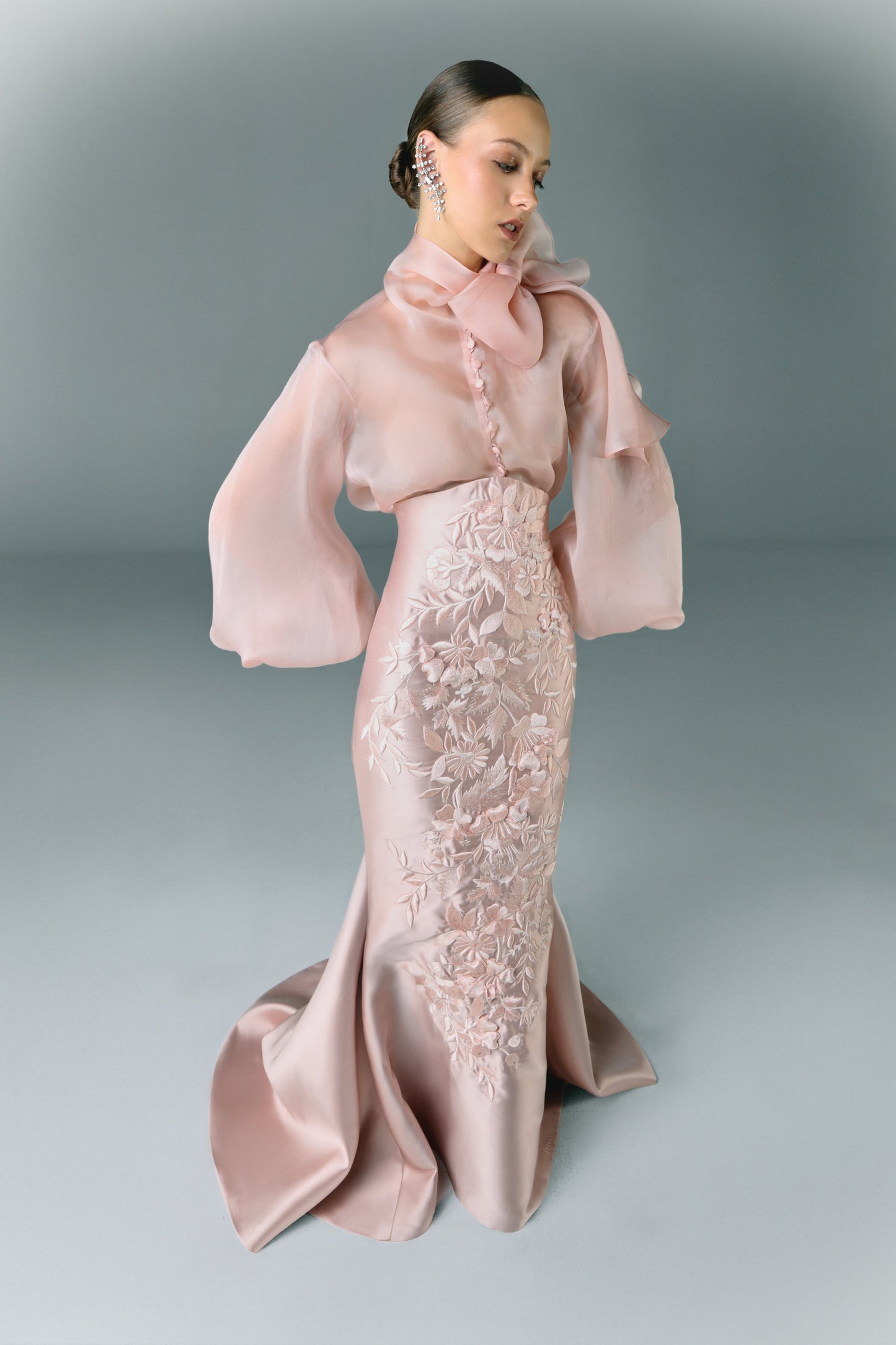 Long Sleeve Muslin Shirt With Long Skirt