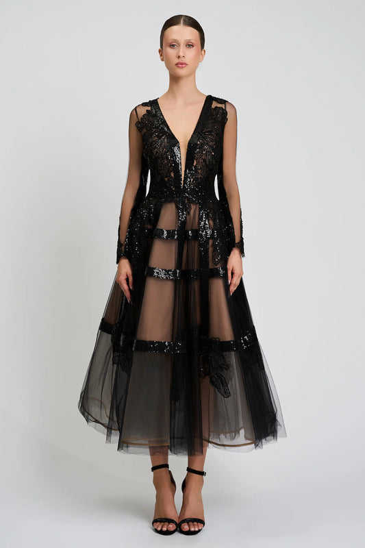 Sequin Midi Cocktail Dress