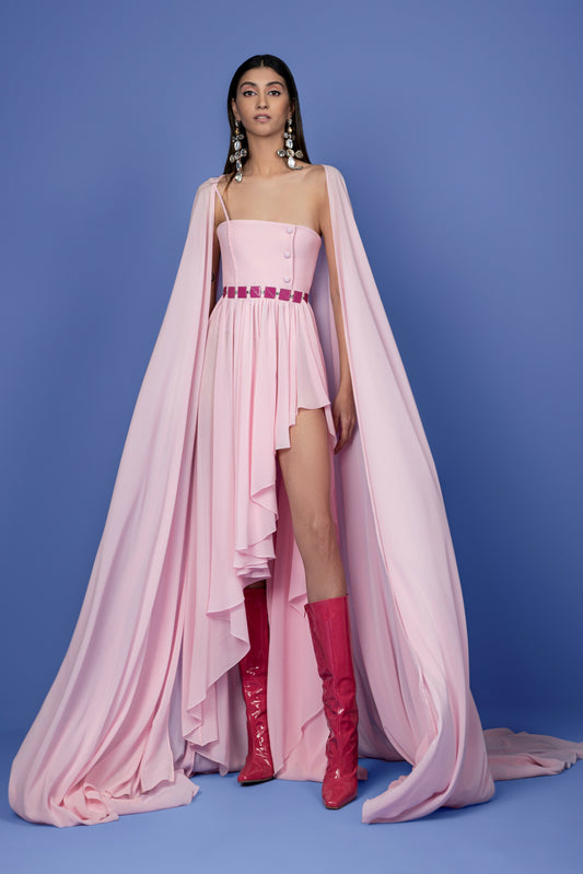 Georgette Dress with Cape