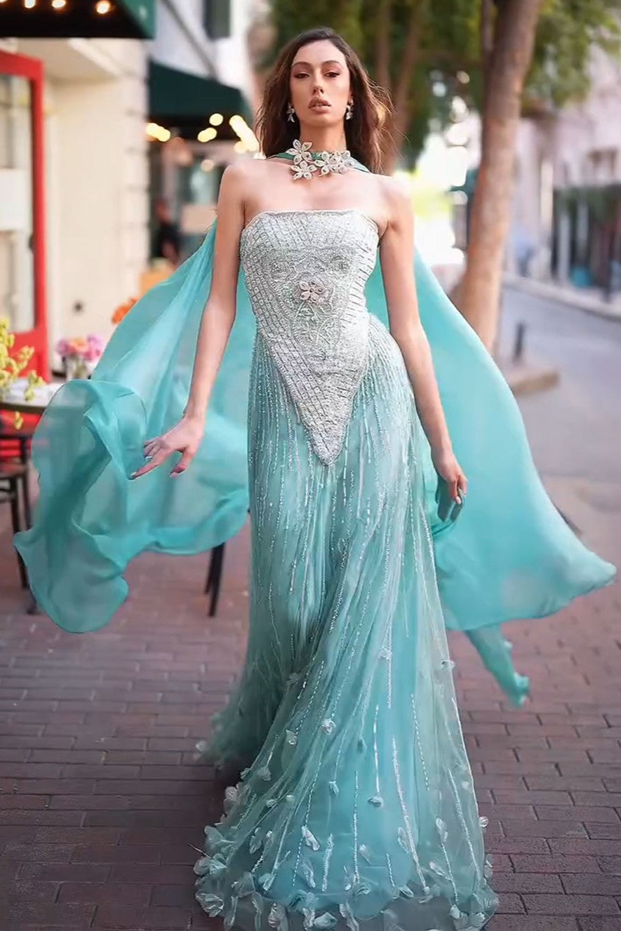 Strapless Beaded Gown