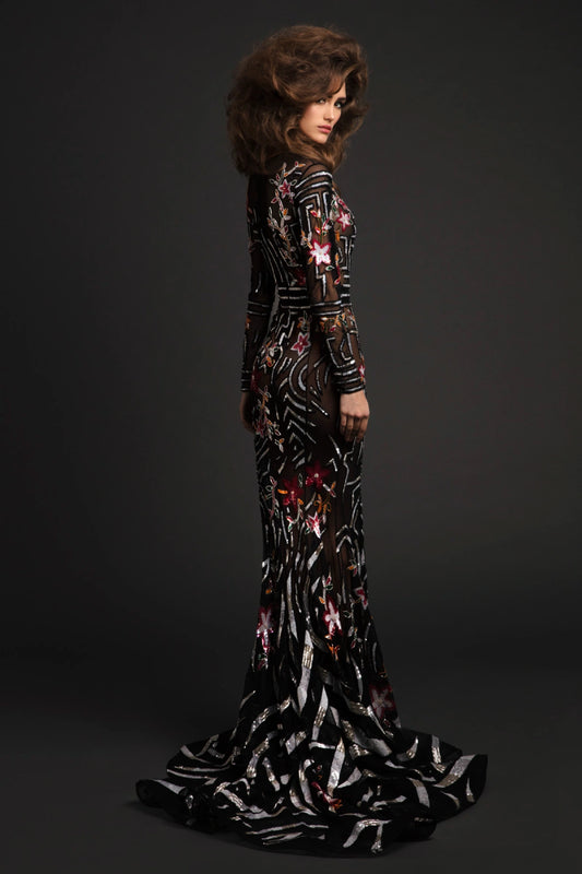Long Sleeves Embellished Dress