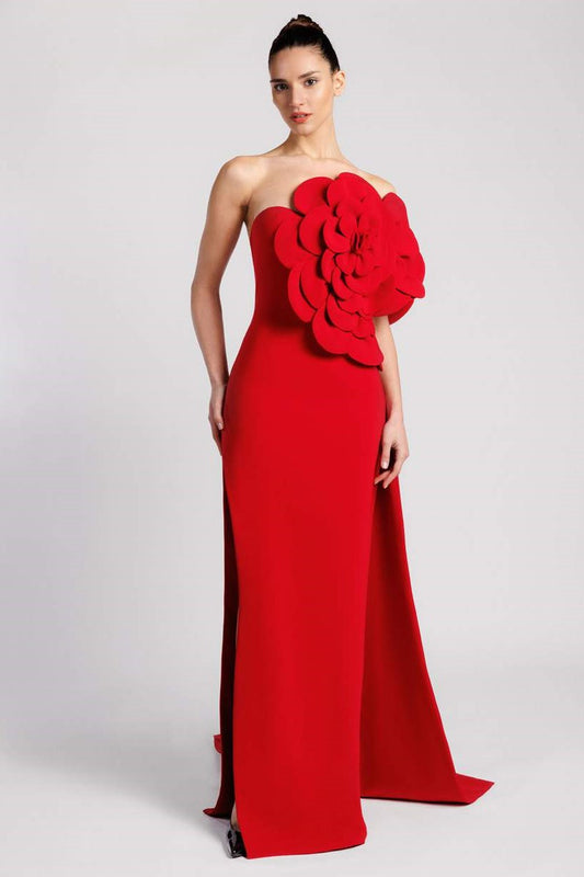 One Shoulder Crepe Fitted Gown