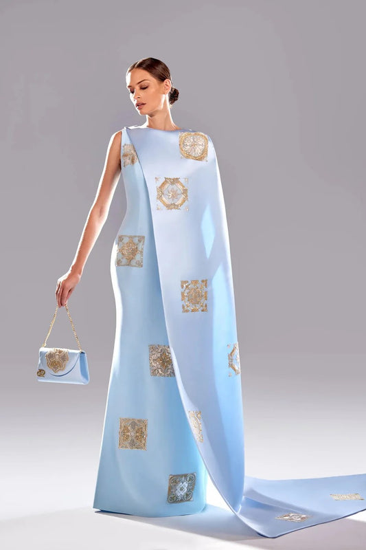 Draped Material Cape Dress
