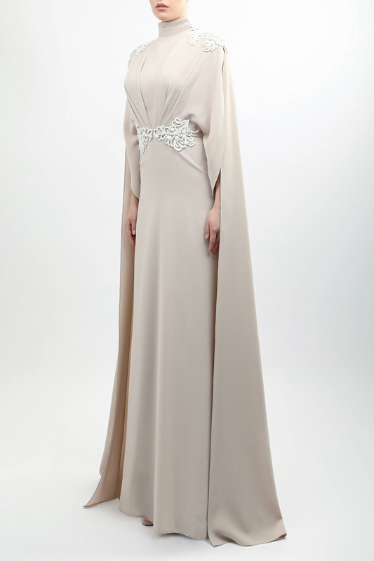 Crepe Beaded Gown
