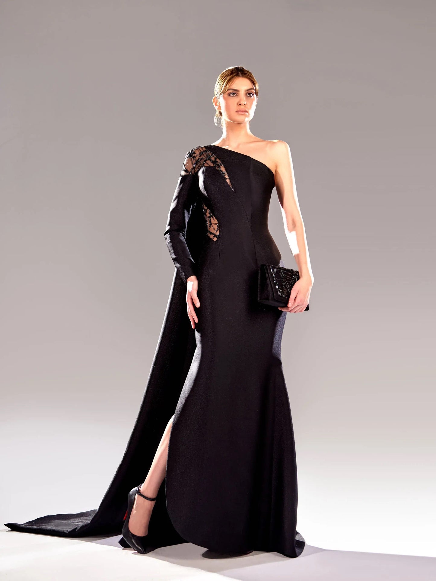 Draped One-Shoulder Dress