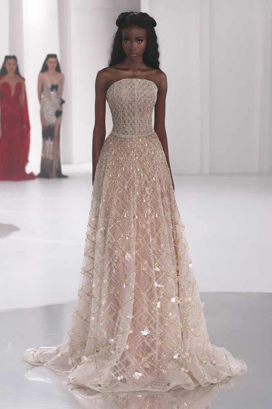 Strapless Embellished Gown