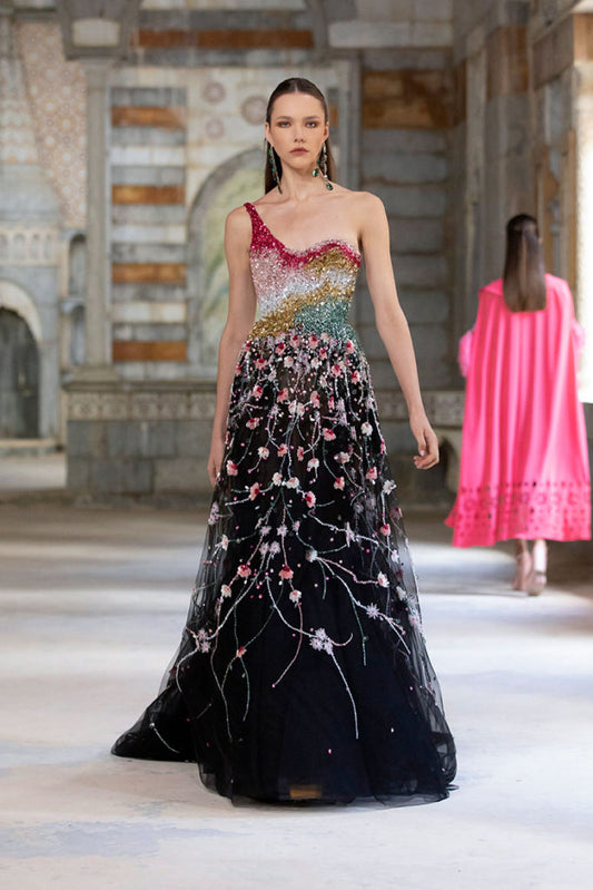 One Shoulder A-Line Gown
