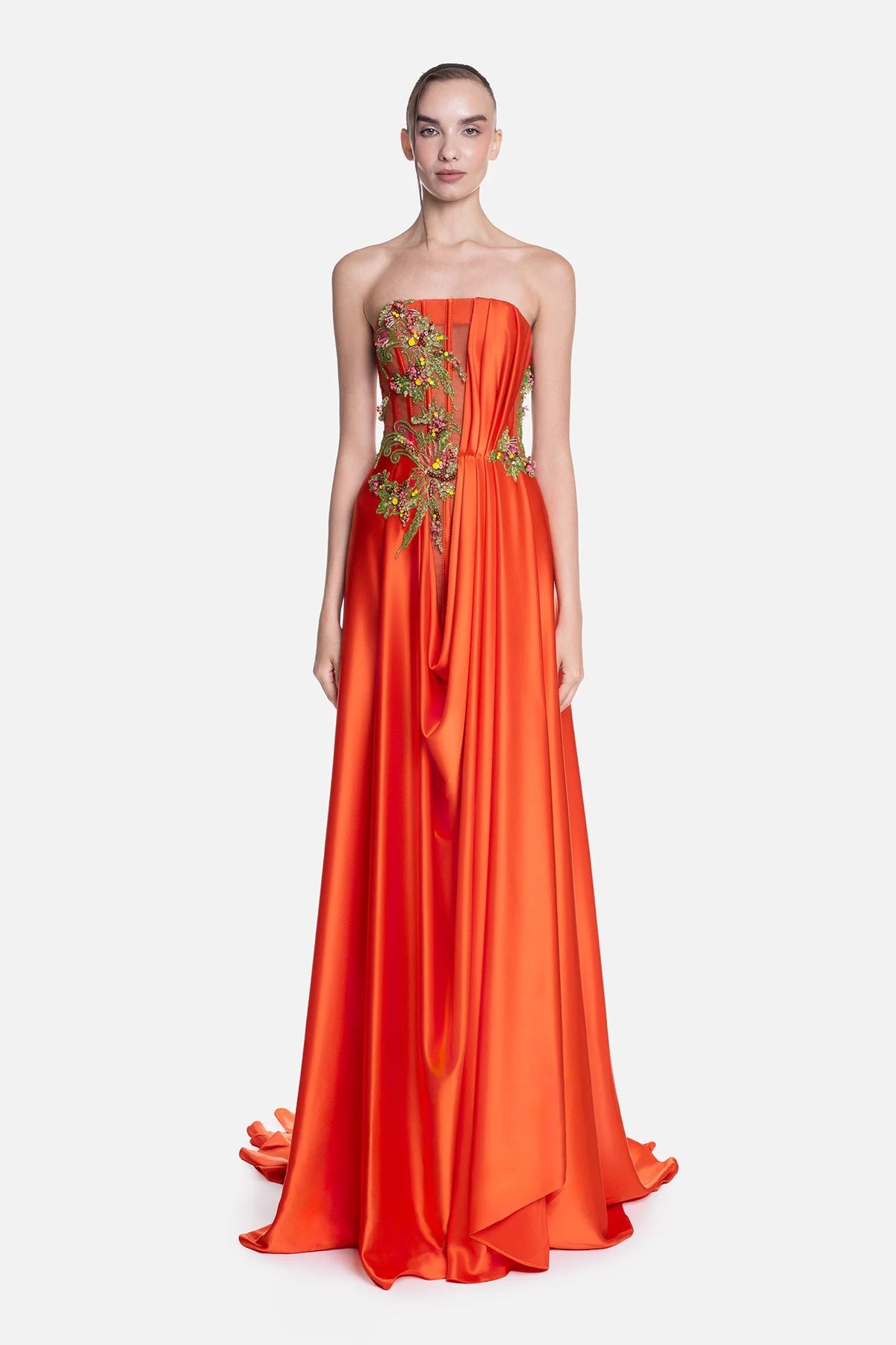 Strapless Satin Gown