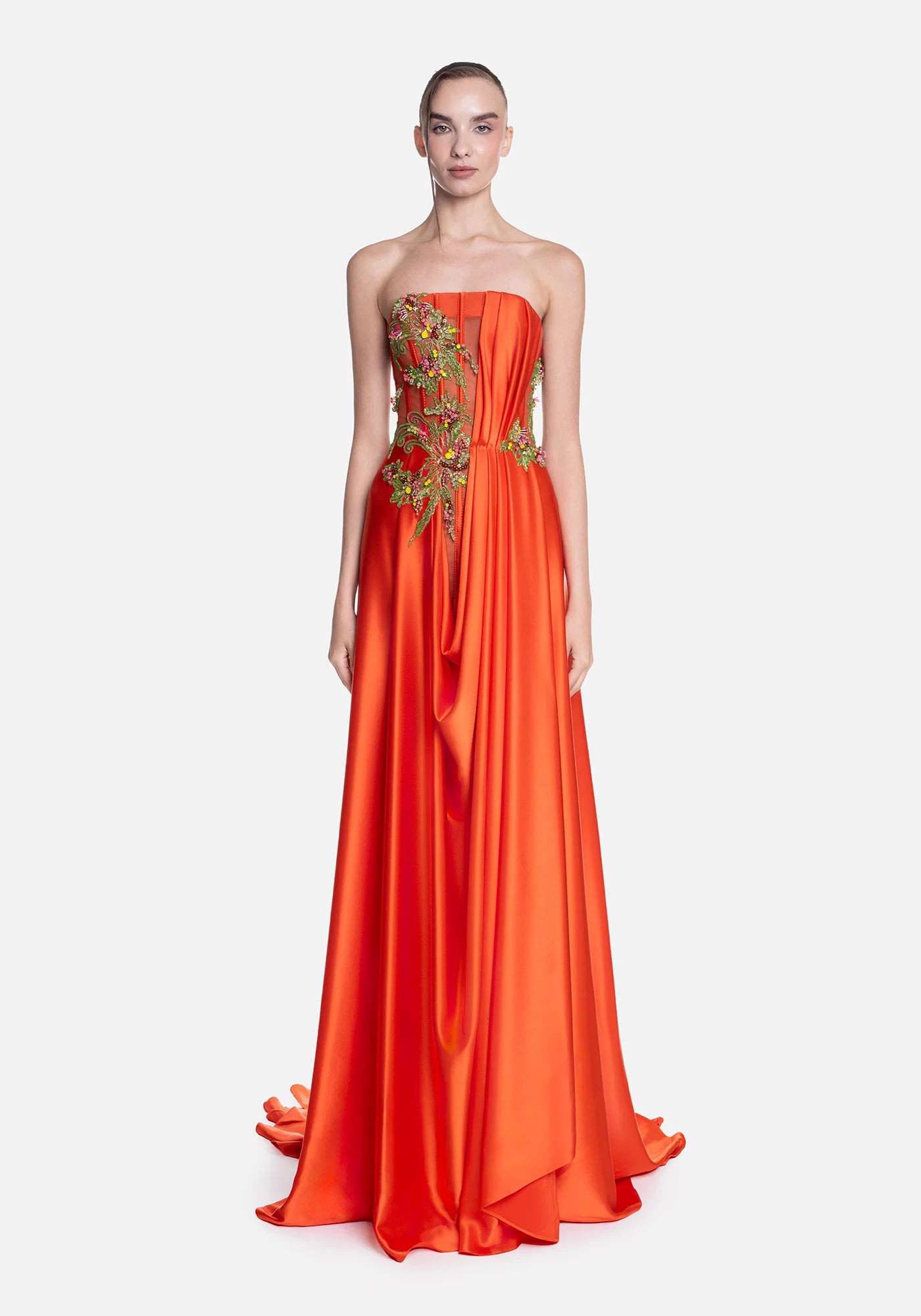 Strapless Satin Gown