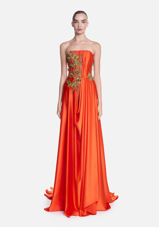 Strapless Satin Gown