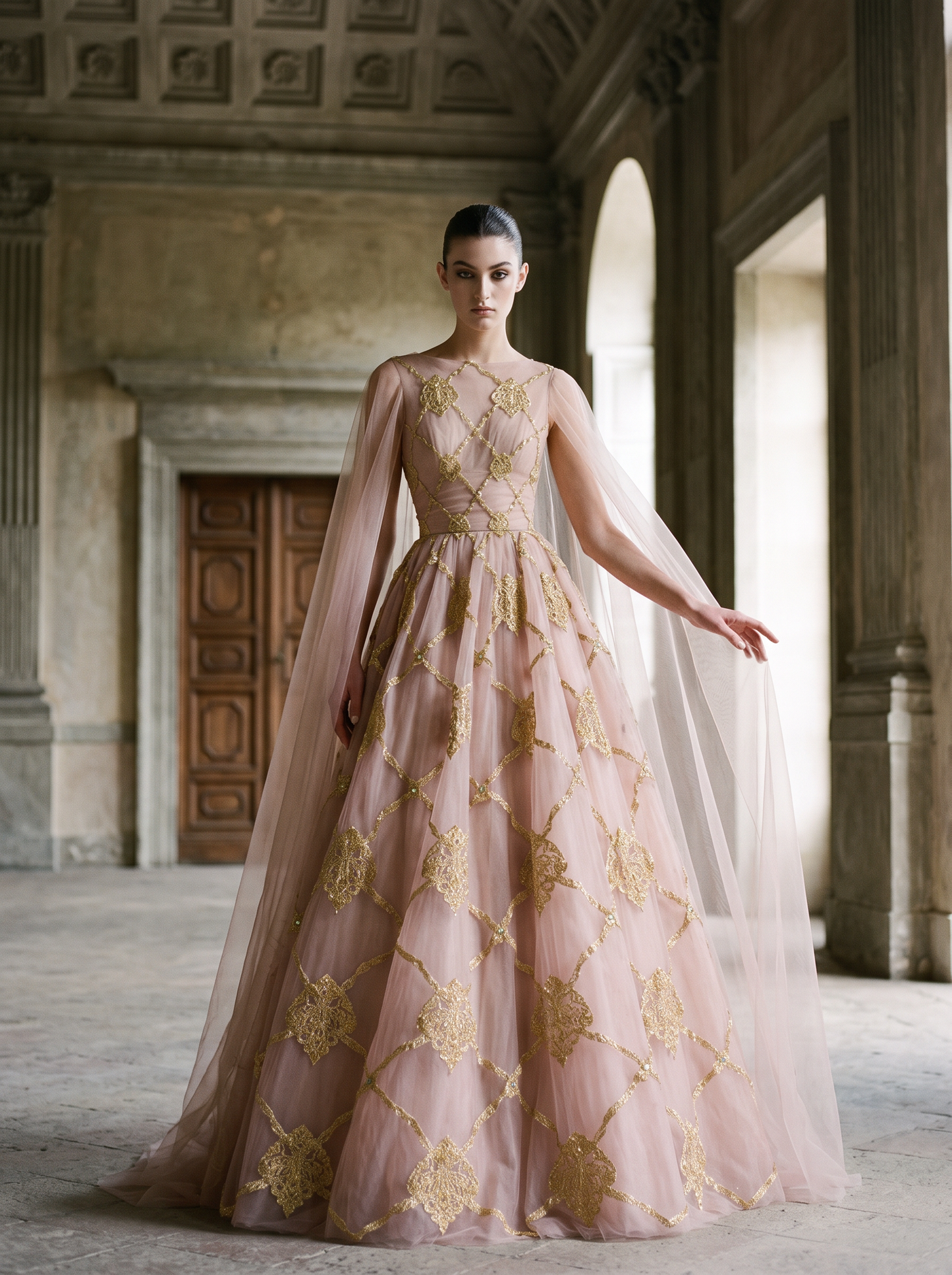 Caped Ball Gown