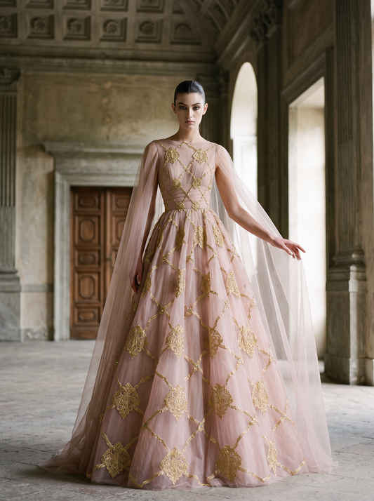 Caped Ball Gown