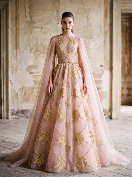 Caped Ball Gown