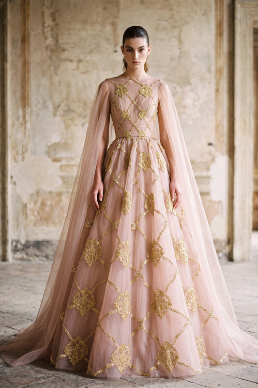 Caped Ball Gown