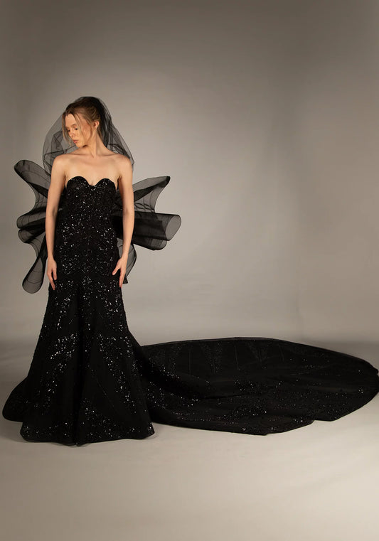 Strapless Embroidered Wedding Dress