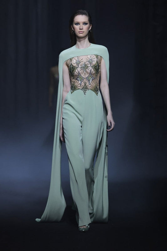 Crepe Jumpsuit with Shawl