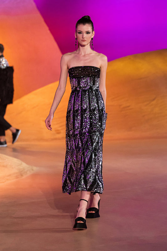 Strapless Beaded Tulle Dress