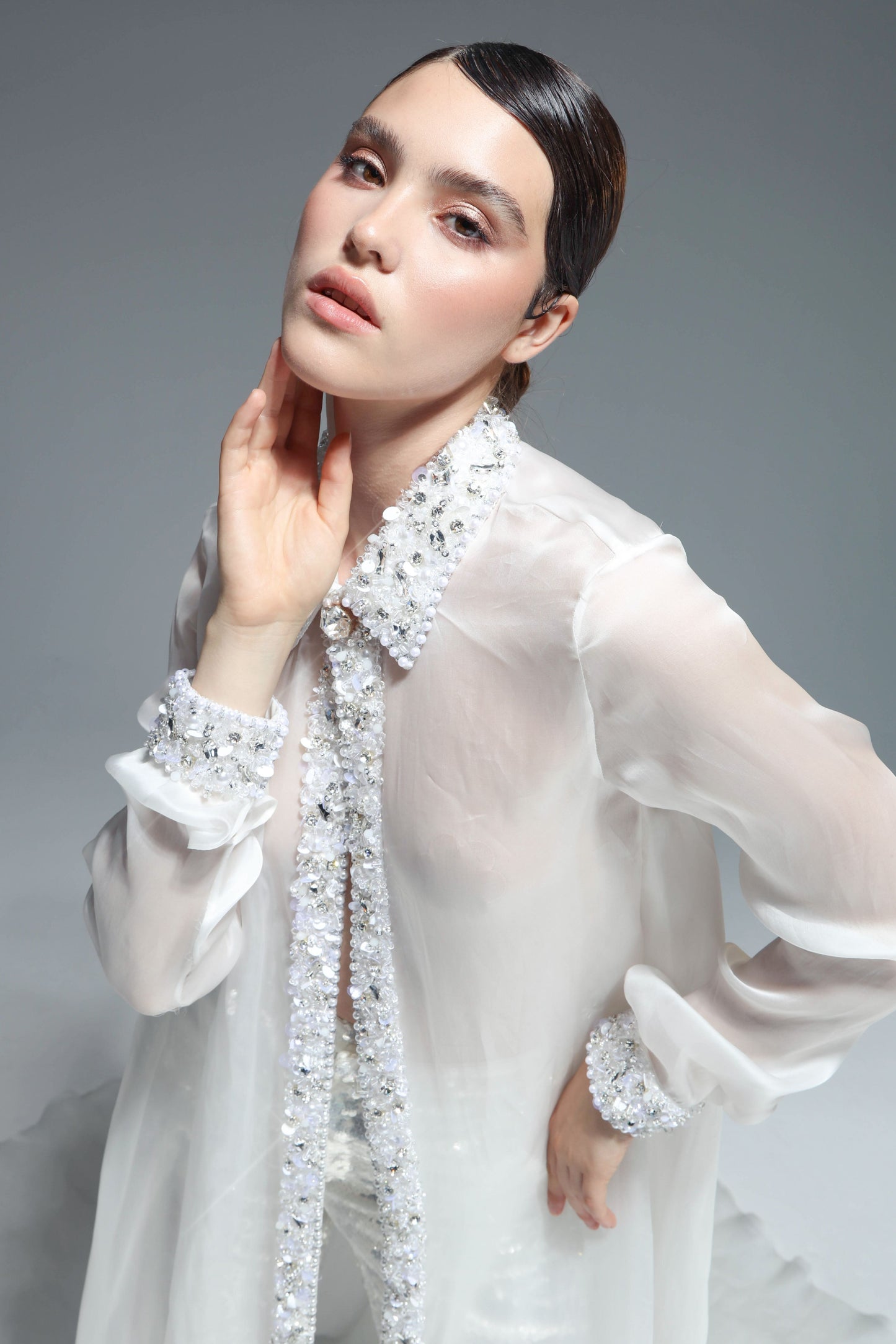 Oversized Shirt and Sequined Pants Set