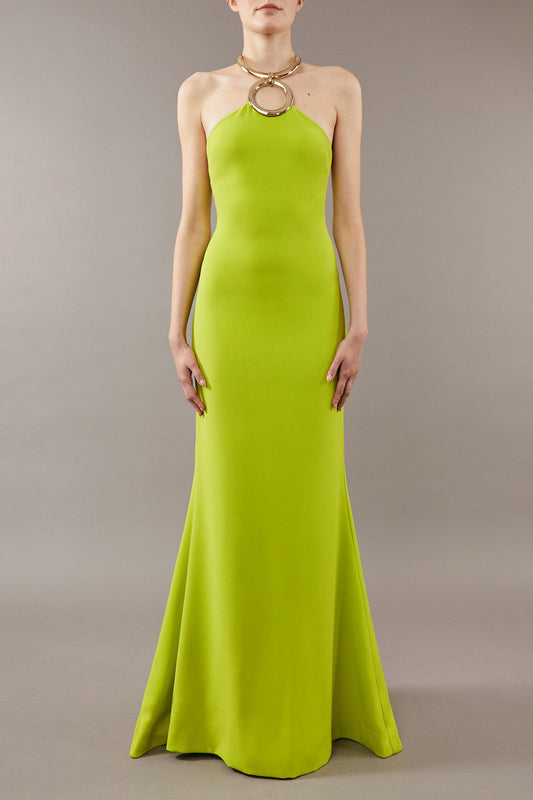 Halter Neck Crepe Gown