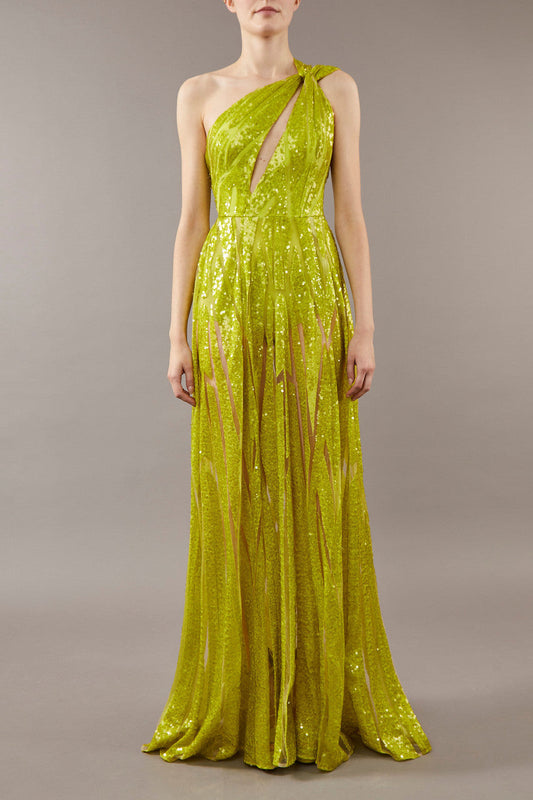 Embroidered Front Slit Gown