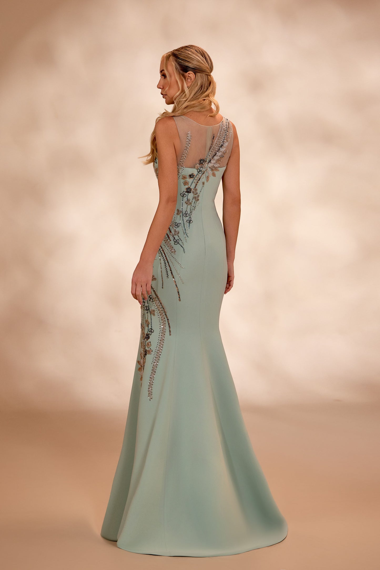 Light Green Mermaid Crepe Dress