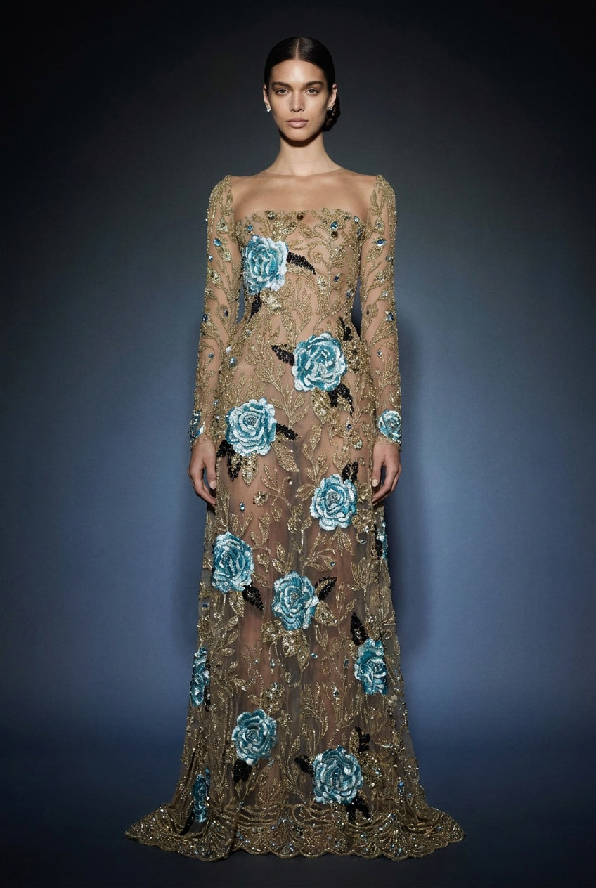 Long Sleeve Evening Gown