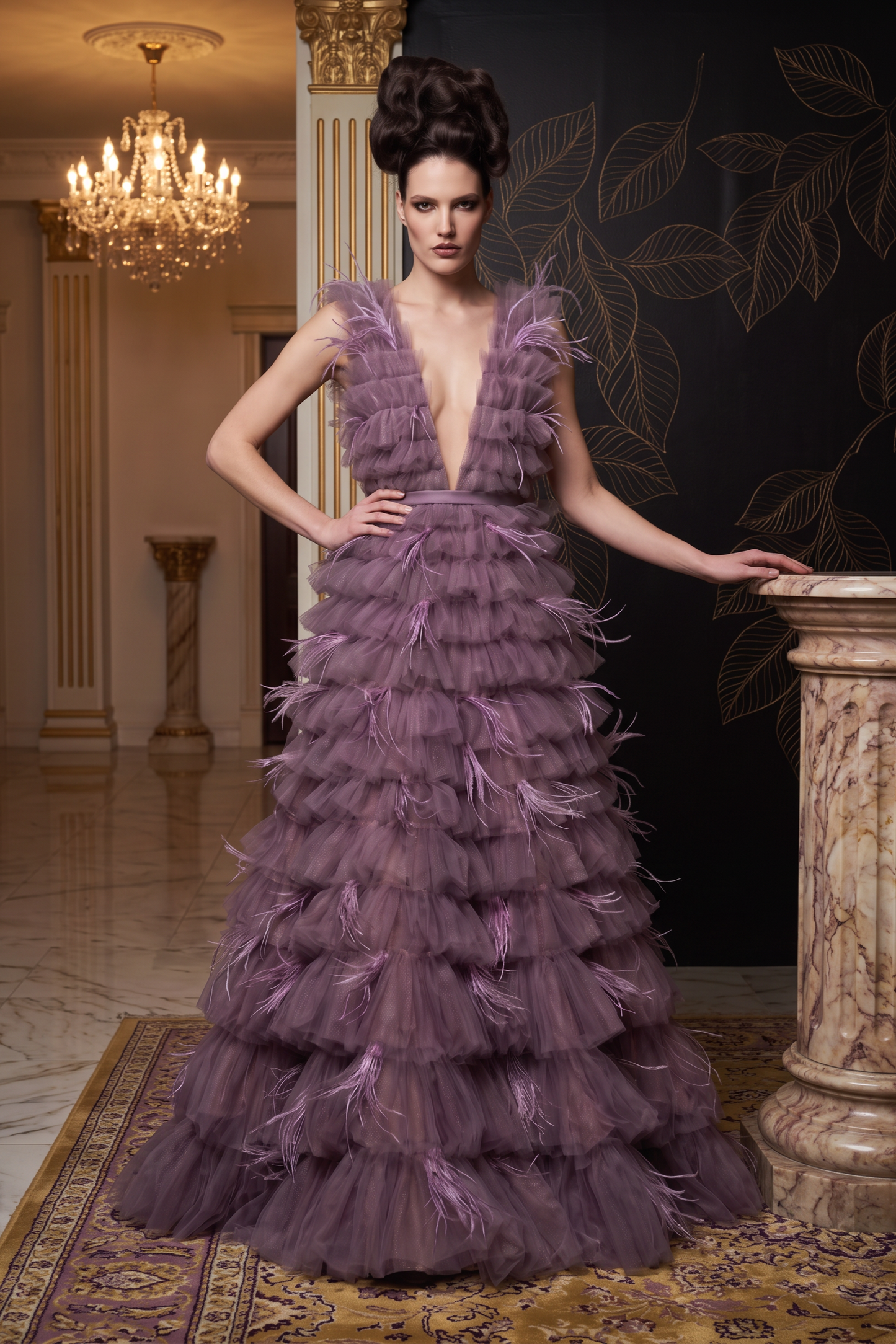 Sleeveless V-Neck Gown