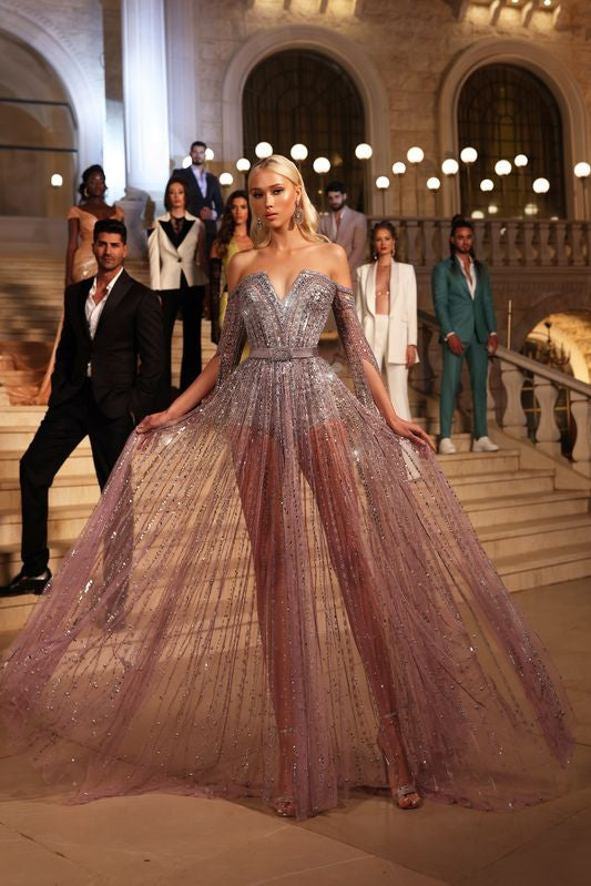 Sheer Sequin Gown